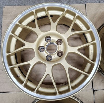 JDM Rare Subaru STI Genuine Option BBS 4Wheels 17x7+48 5x100 Hub56 Gold - Image 4
