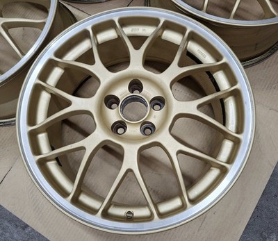 JDM Rare Subaru STI Genuine Option BBS 4Wheels 17x7+48 5x100 Hub56 Gold - Image 8