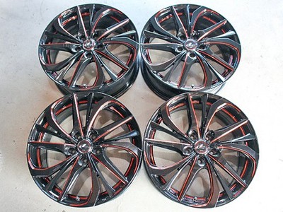 JDM Weds LEONIS TE black/SC machining red aluminum wheel 4-Wheel Set 18x7J +4 (No Tires)