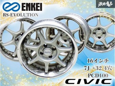 JDM Rare ENKEI RS-EVOLUTION 16x7J +32 4-hole PCD100 Wheel 4-Wheel Set Civic R (No Tires)