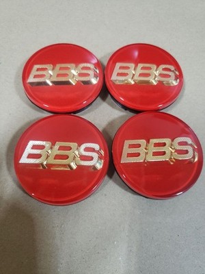 JDM BBS Wheel Center Caps Red Gold Set of 4 Individual (No Tires)