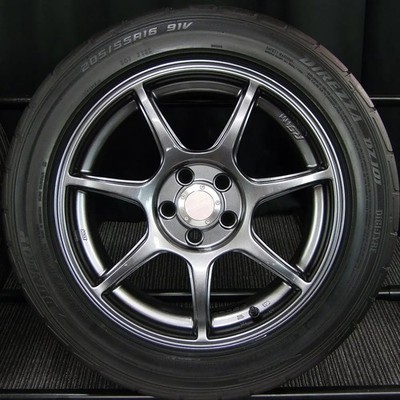 JDM Used Repair Aluminum Summer 4-Wheel Set ENKEI Racing RS+M Lightweight 7J (No Tires) - Image 9