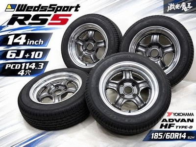 JDM Rare WEDS SPORT RS5146J +10 PCD114.3 4-hole 4-Wheel Set + ADVAN HF TYPE-D (No Tires)