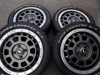 JDM WORK Crag T-GRABIC wheels with white lettering and plenty of tread (No Tires)