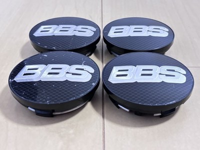 JDM BBS GERMANY center caps used 4 individual black x silver carbon fi (No Tires) - Image 2