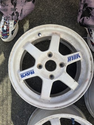 JDM RAYS VOLK RACING 15-inch aluminum wheels 3-Wheel Set White TE37 4H (No Tires) - Image 2