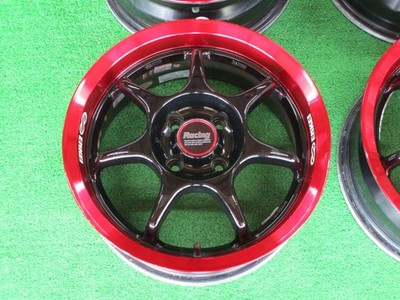 JDM ENKEI Racing-S 4-Wheel Set 15x6.5J+32 pcd100 black/red wheels for Mazda R (No Tires) - Image 2