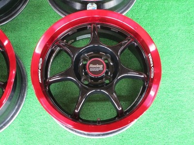JDM ENKEI Racing-S 4-Wheel Set 15x6.5J+32 pcd100 black/red wheels for Mazda R (No Tires) - Image 3