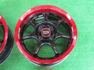 JDM ENKEI Racing-S 4-Wheel Set 15x6.5J+32 pcd100 black/red wheels for Mazda R (No Tires) - Image 4