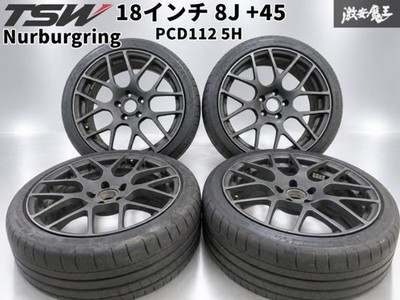 JDM TSW Nurburgring 18x8J +45 PCD112 5H Wheels 4-Wheel Set 225/40ZR18 Tires (No Tires)