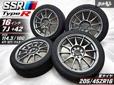 JDM SSR typeR 16x7J +42 PCD114.3 / PCD100 4-hole 8-hole multi4-Wheel Set 205/ (No Tires)