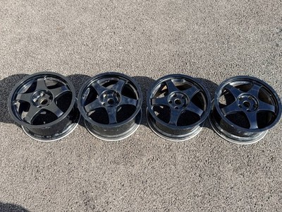 JDM Rare OZ Racing Black CHRONO 17x8J/9J 5-hole PCD114.3 4-Wheel Set Use (No Tires)