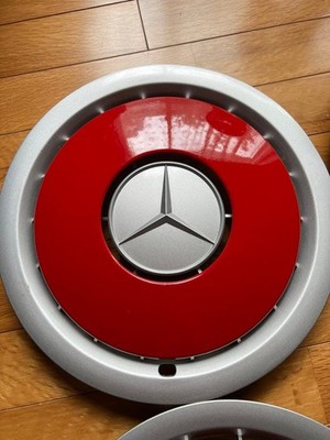 JDM W124 Mercedes-Benz Genuine Wheel Center Caps Red Set of 4 (No Tires) - Image 3