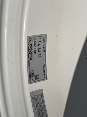 JDM RAYS CE28N-plus 17x8J+34 4H 100 Dash White 2025 model Shiba Tire 21 (No Tires) - Image 4