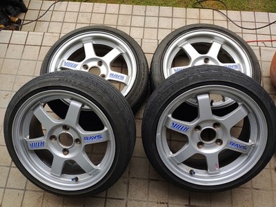 JDM Rays TE37 15x6.5J +40 PCD100 4-hole 4H + POTENZA RE004 165/50R15 Su (No Tires)