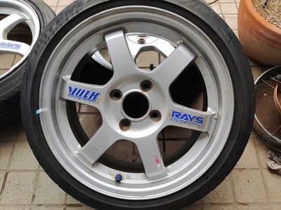 JDM Rays TE37 15x6.5J +40 PCD100 4-hole 4H + POTENZA RE004 165/50R15 Su (No Tires) - Image 2