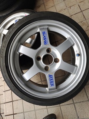 JDM Rays TE37 15x6.5J +40 PCD100 4-hole 4H + POTENZA RE004 165/50R15 Su (No Tires) - Image 4